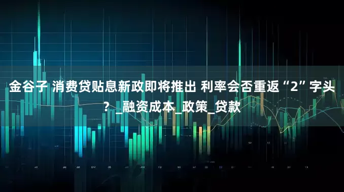 金谷子 消费贷贴息新政即将推出 利率会否重返“2”字头？_融资成本_政策_贷款